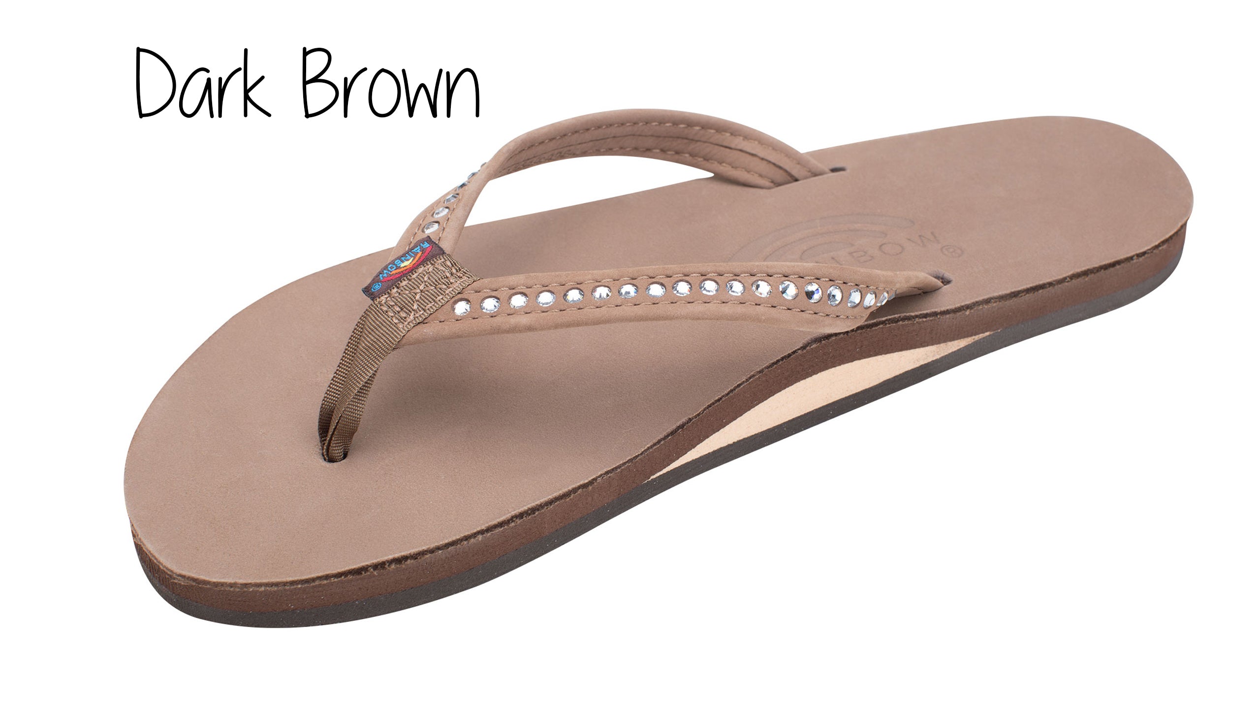 Crystal Ladies' Rainbow Sandals - Dark Brown