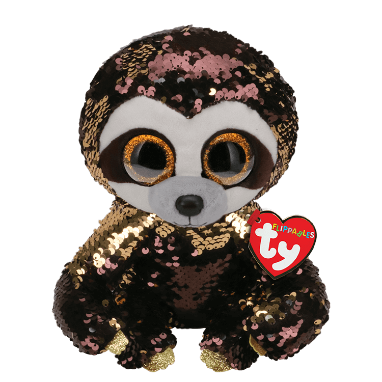 Dangler - Reversible Sequin Gold Sloth Ty Beanie Boo