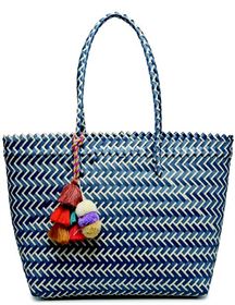 Dark Blue & White Arrow Allie XL Woven Tote