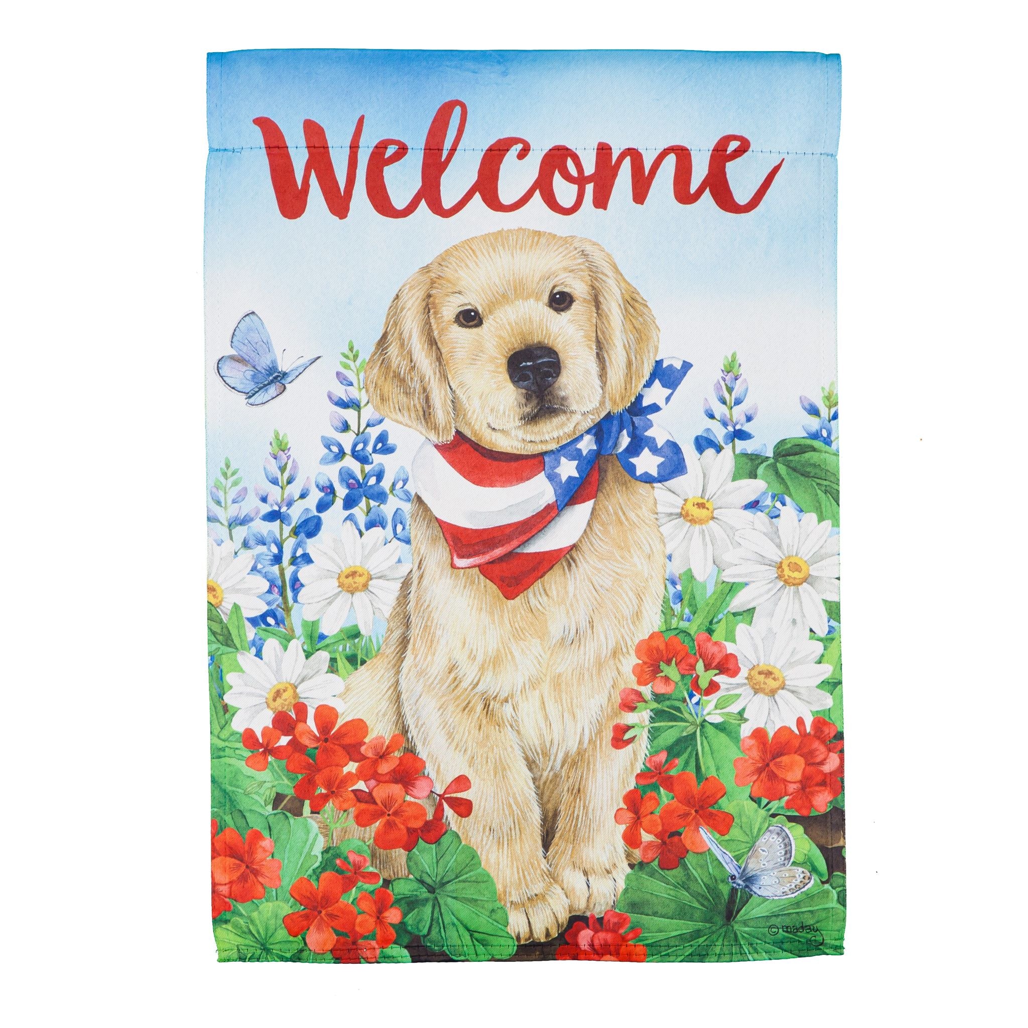 Dog with Patriotic Bandana Garden Suede Flag