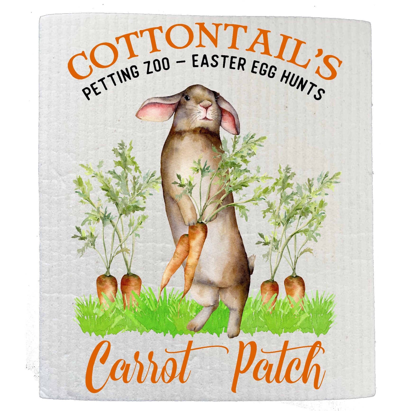 Easter Bunny Carrot Patch Swedish Dishcloth