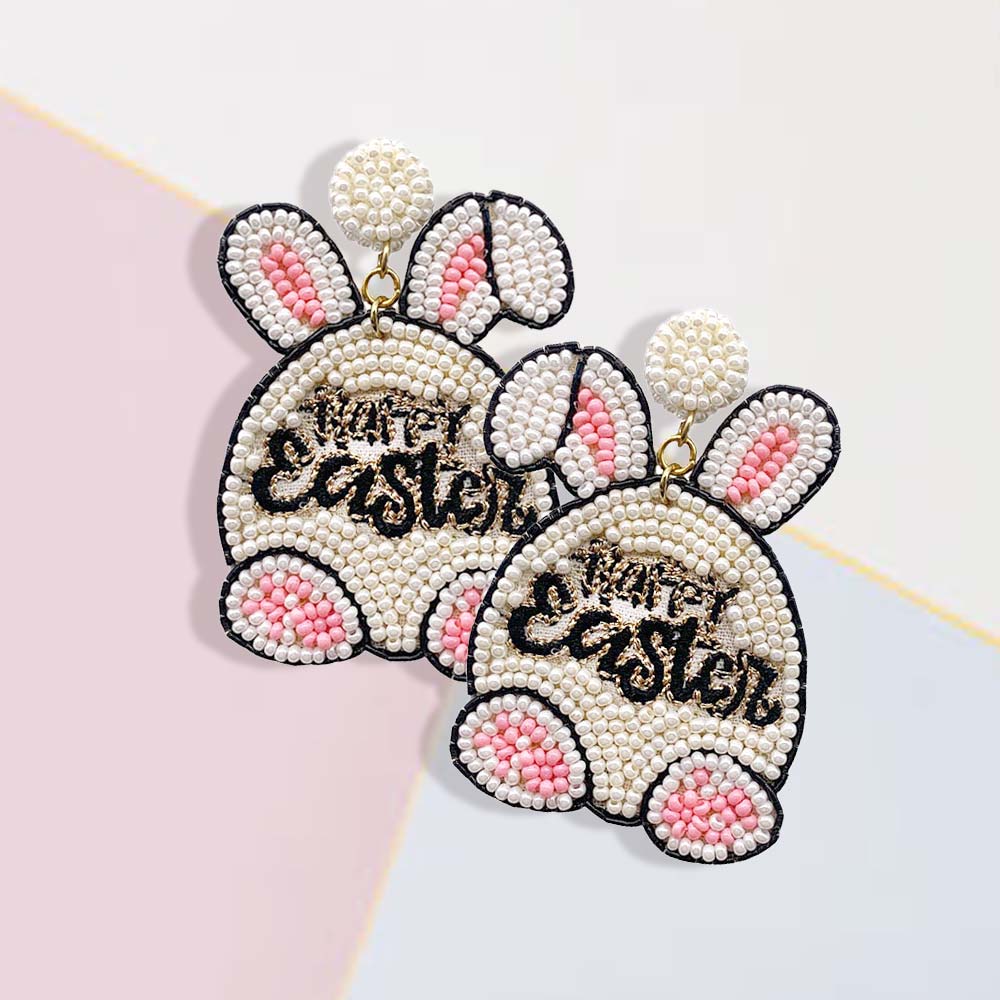 Easter Bunny Seed Bead Earrings