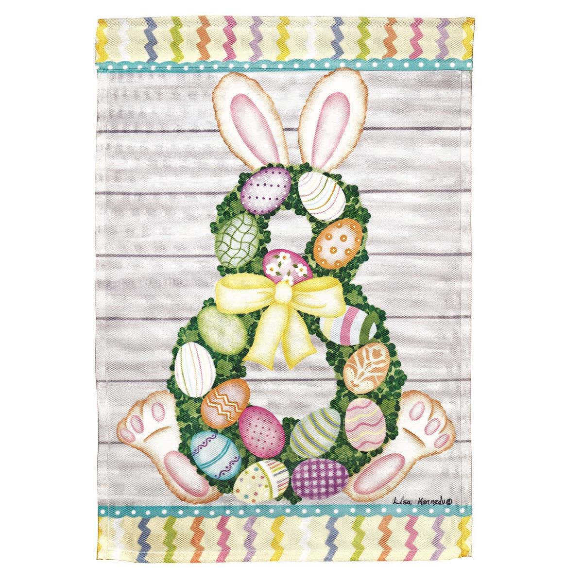 Easter Bunny Wreath Garden Flag