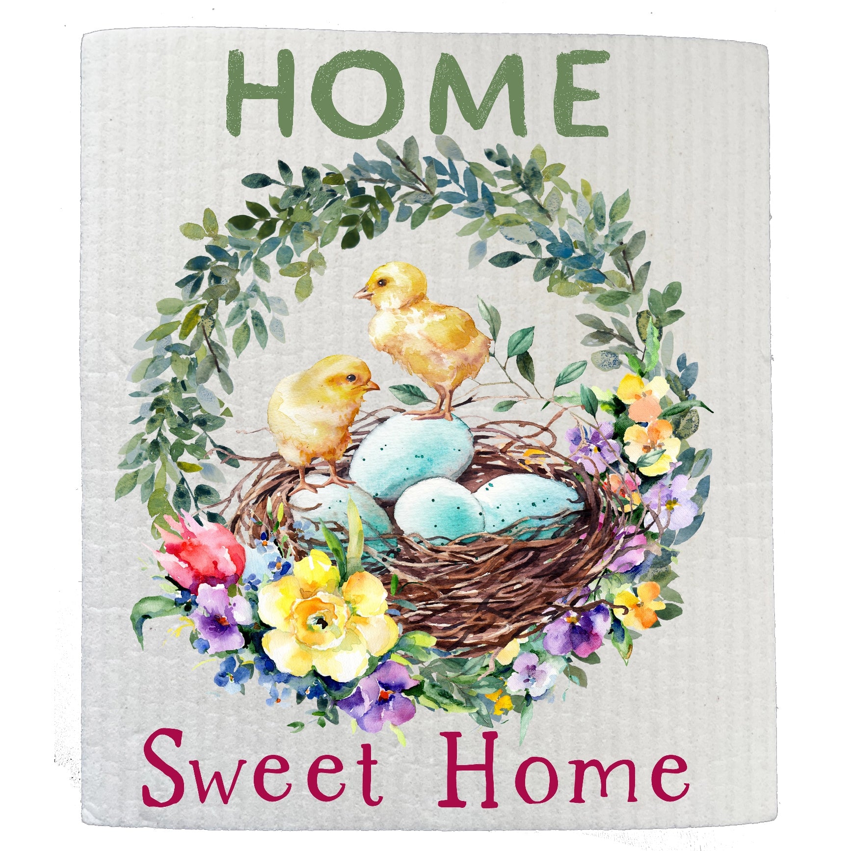 Easter Chicks Sweet Home Swedish Dishcloth