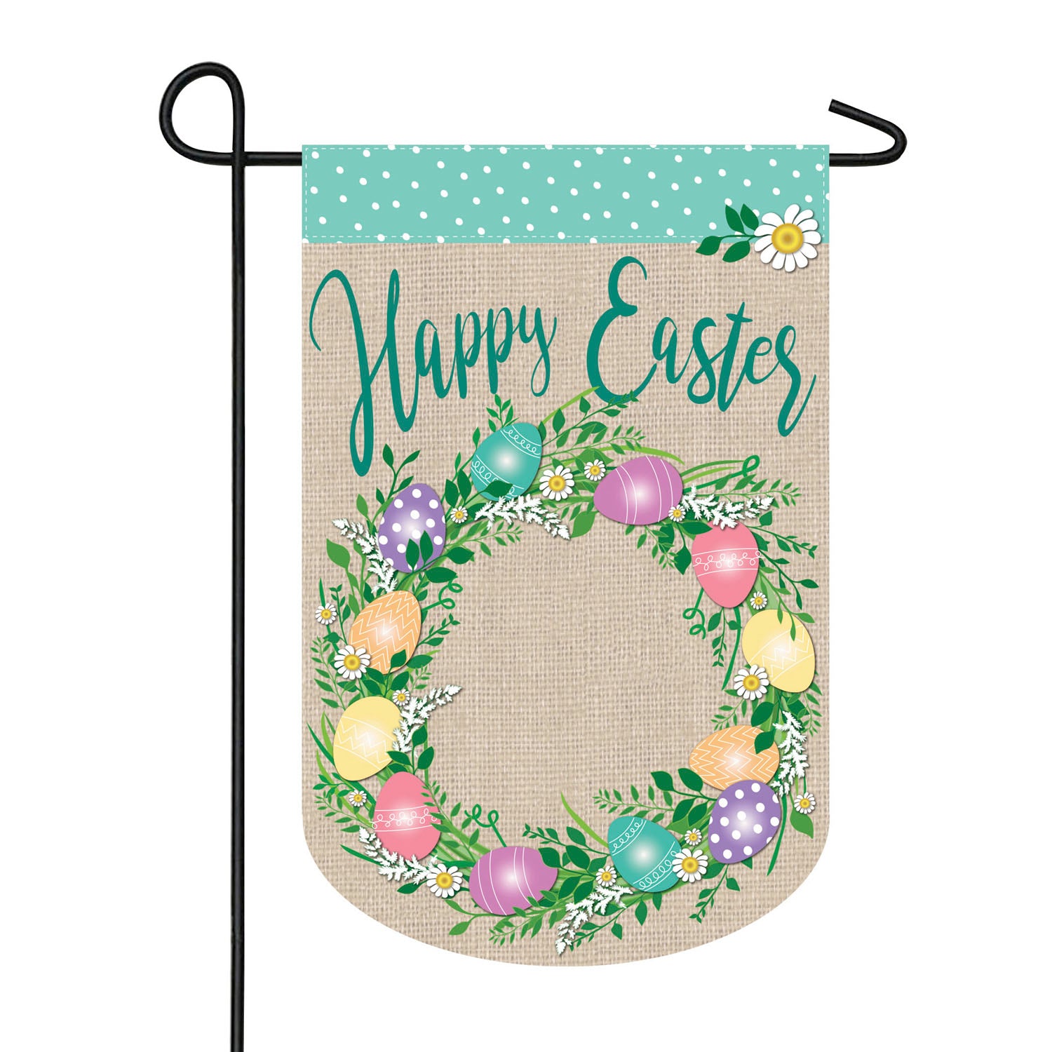 Easter Egg Wreath Garden Burlap Flag