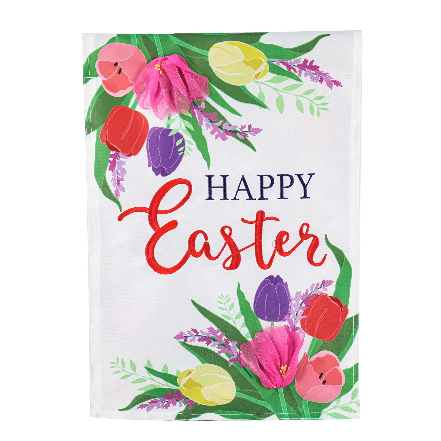 Easter Floral Garden Applique Flag