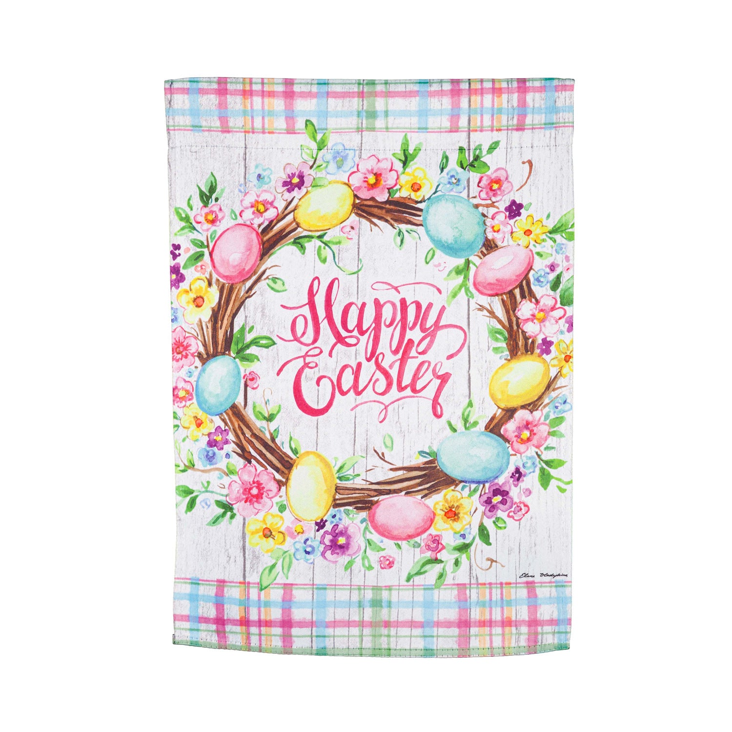 Easter Floral Wreath Garden Suede Flag