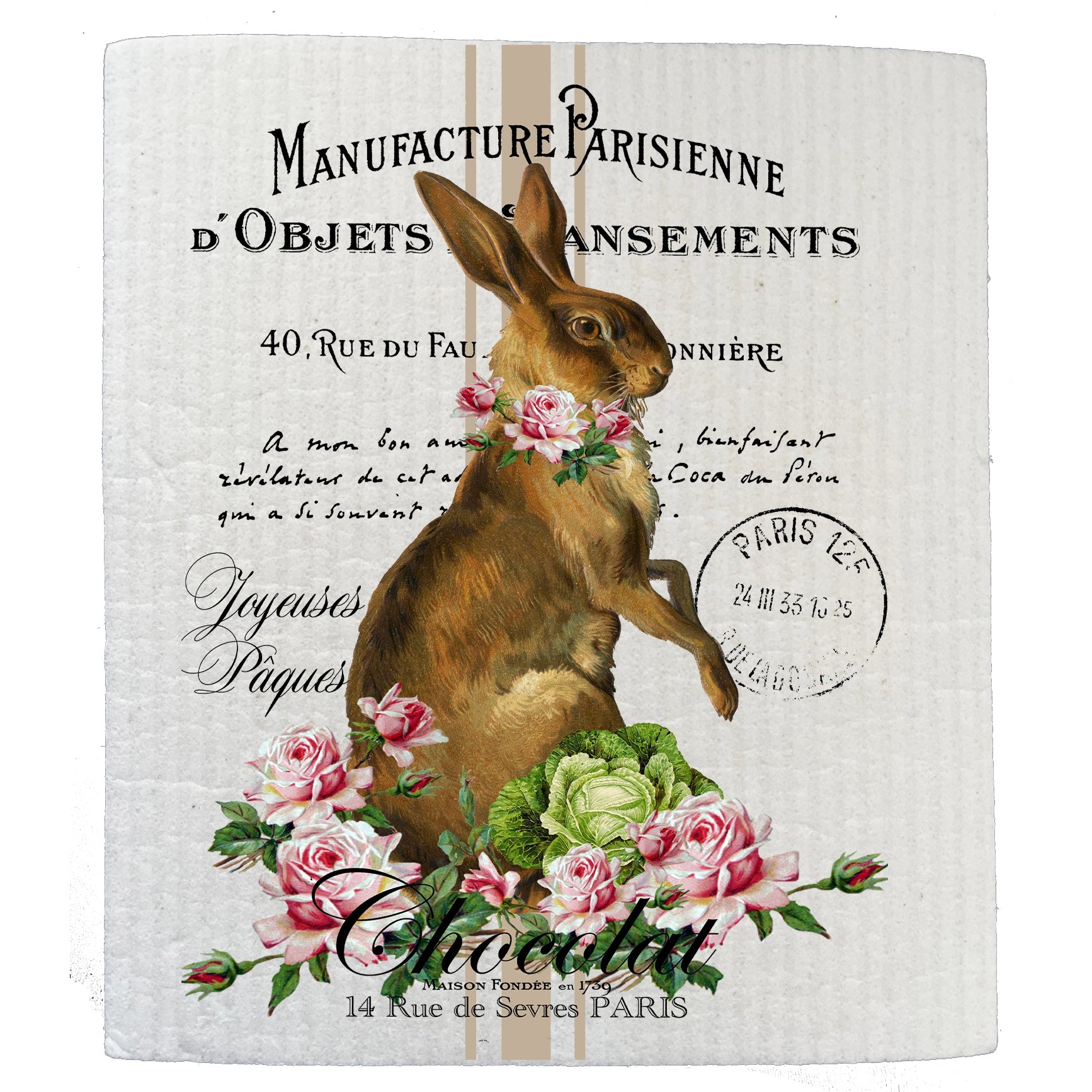 Easter French Bunny Swedish Dishcloth