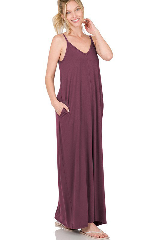 Eggplant Teal Camille V-Neck Maxi Dress