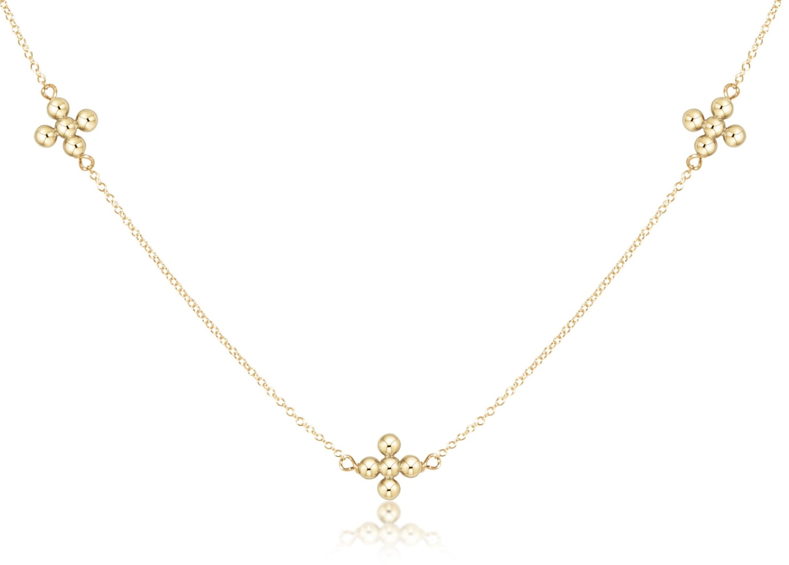 Enewton Classic Beaded Signature Cross 15" Gold Simplicity Chain