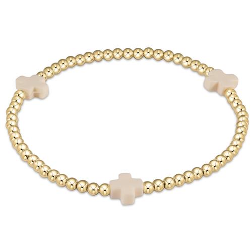 Enewton Extends Off-White Signature Cross Gold Pattern 3mm Bead Bracelet