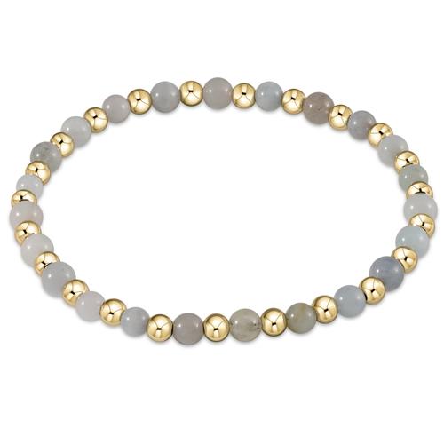 Enewton Gold Grateful Pattern 4mm Bead Bracelet - Aquamarine