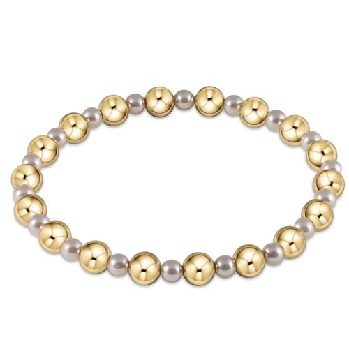 Enewton Pearl Gold Grateful Pattern 6mm Bead Bracelet