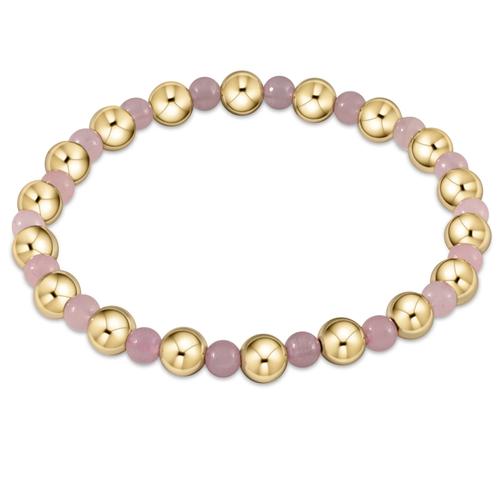 Enewton Rose Quartz Gold Grateful Pattern 6mm Bead Bracelet