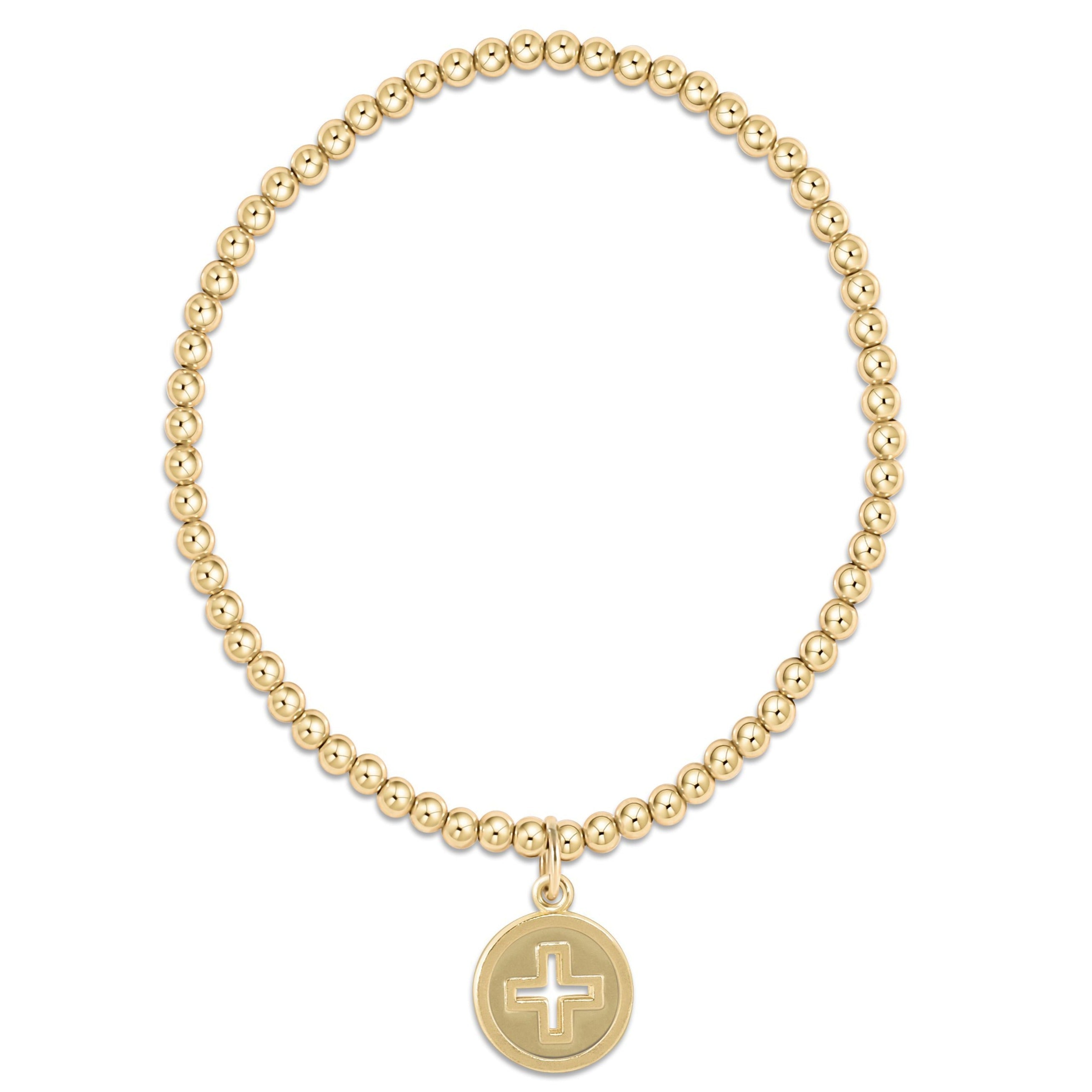 Enewton Signature Cross Gold Disc Classic Gold 3mm Bead Bracelet