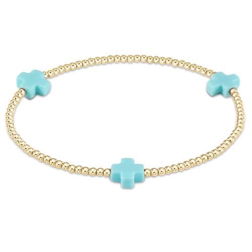 Enewton Signature Cross Gold Pattern 2mm Bead Bracelet - Mint