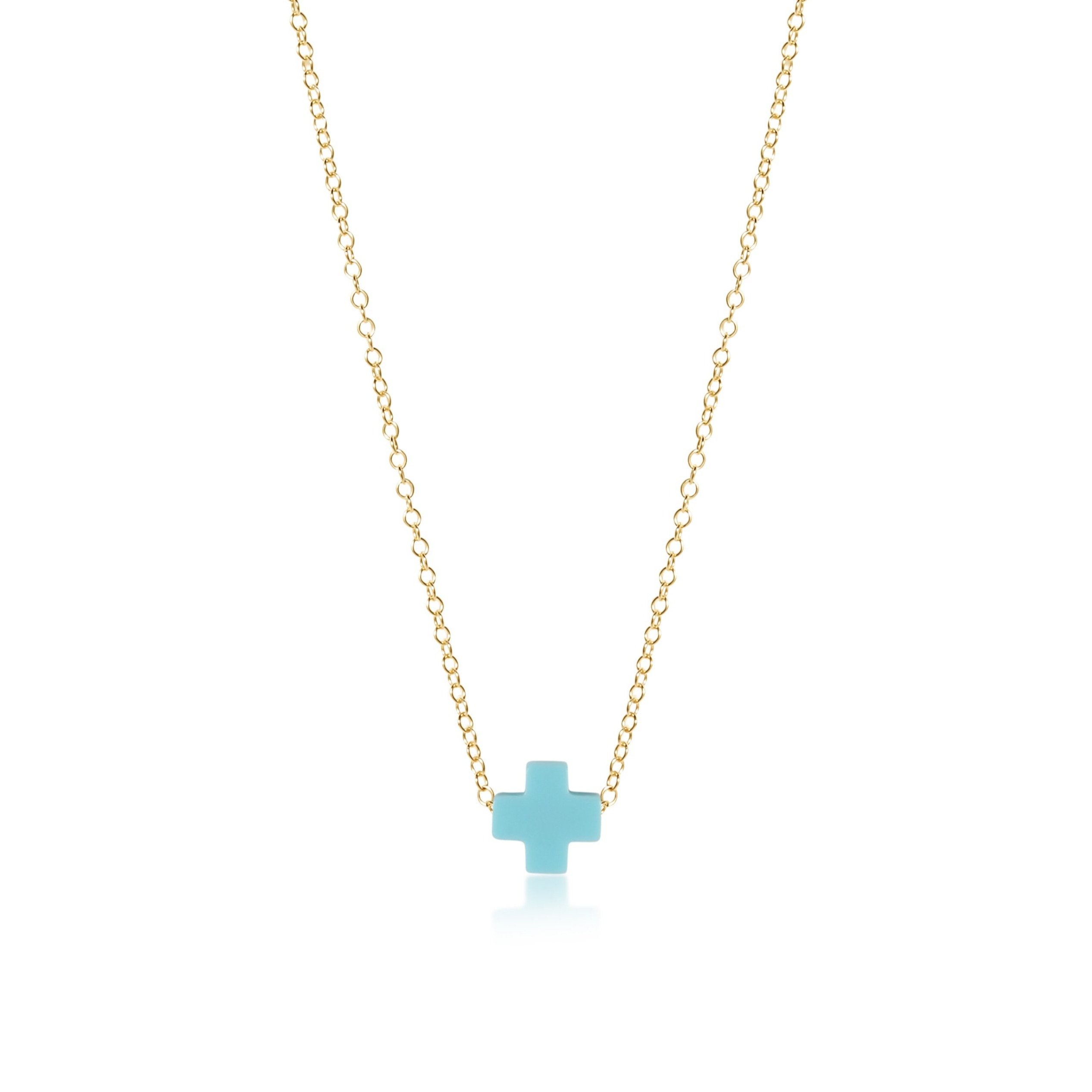 Enewton Turquoise Signature Cross 16" Gold Necklace