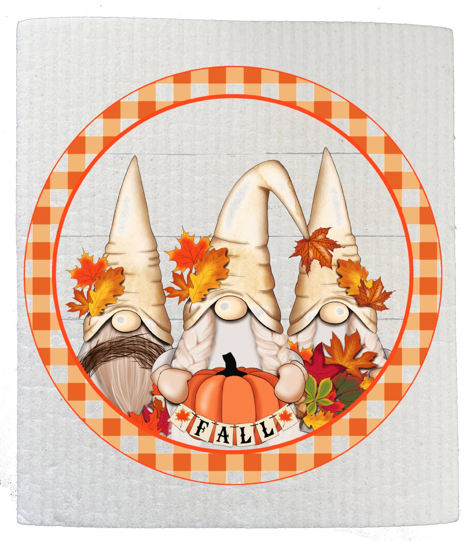 Fall Autumn Gnome Pumpkins Swedish Dishcloth