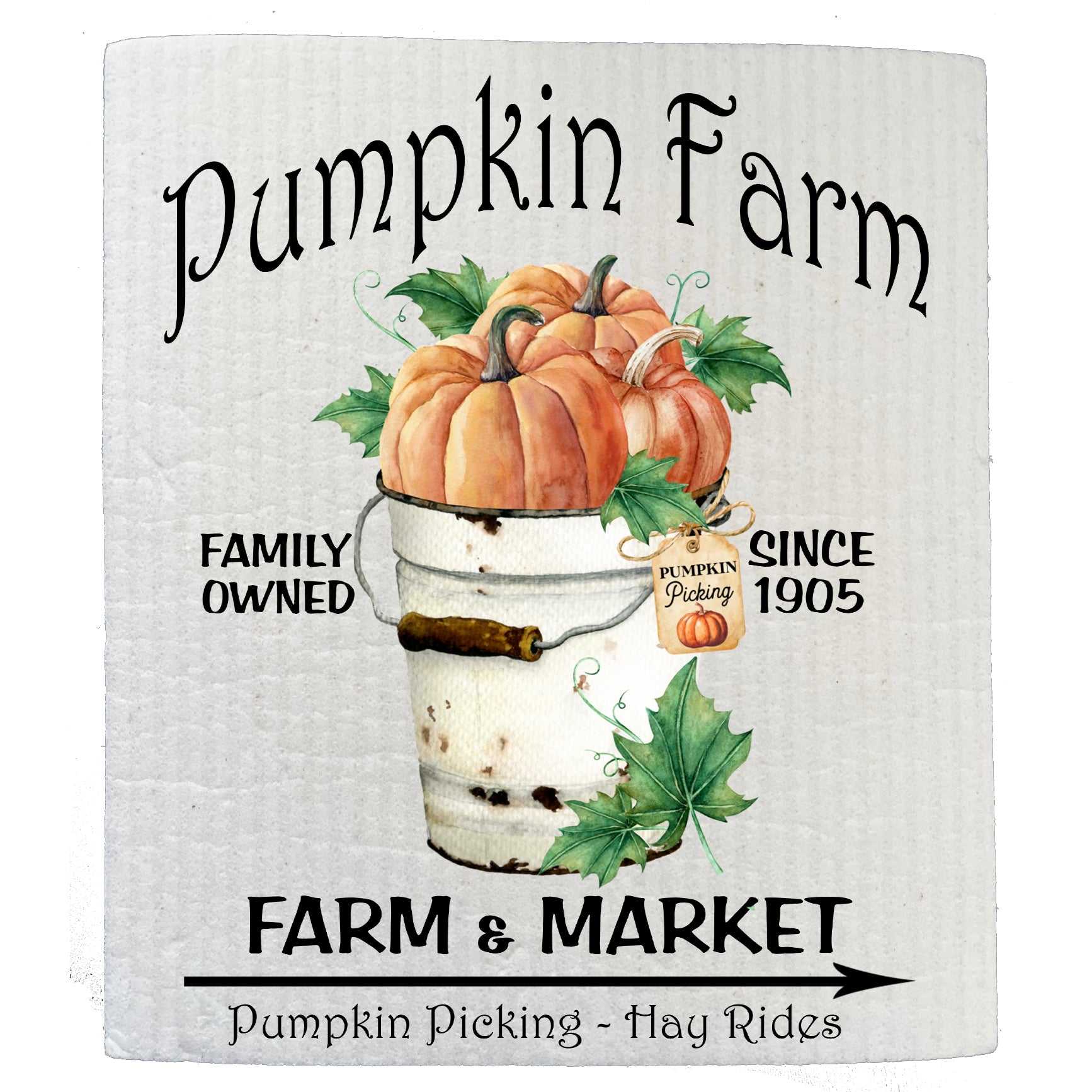 Fall Autumn Pumpkin Farm Market Swedish Dishcloth