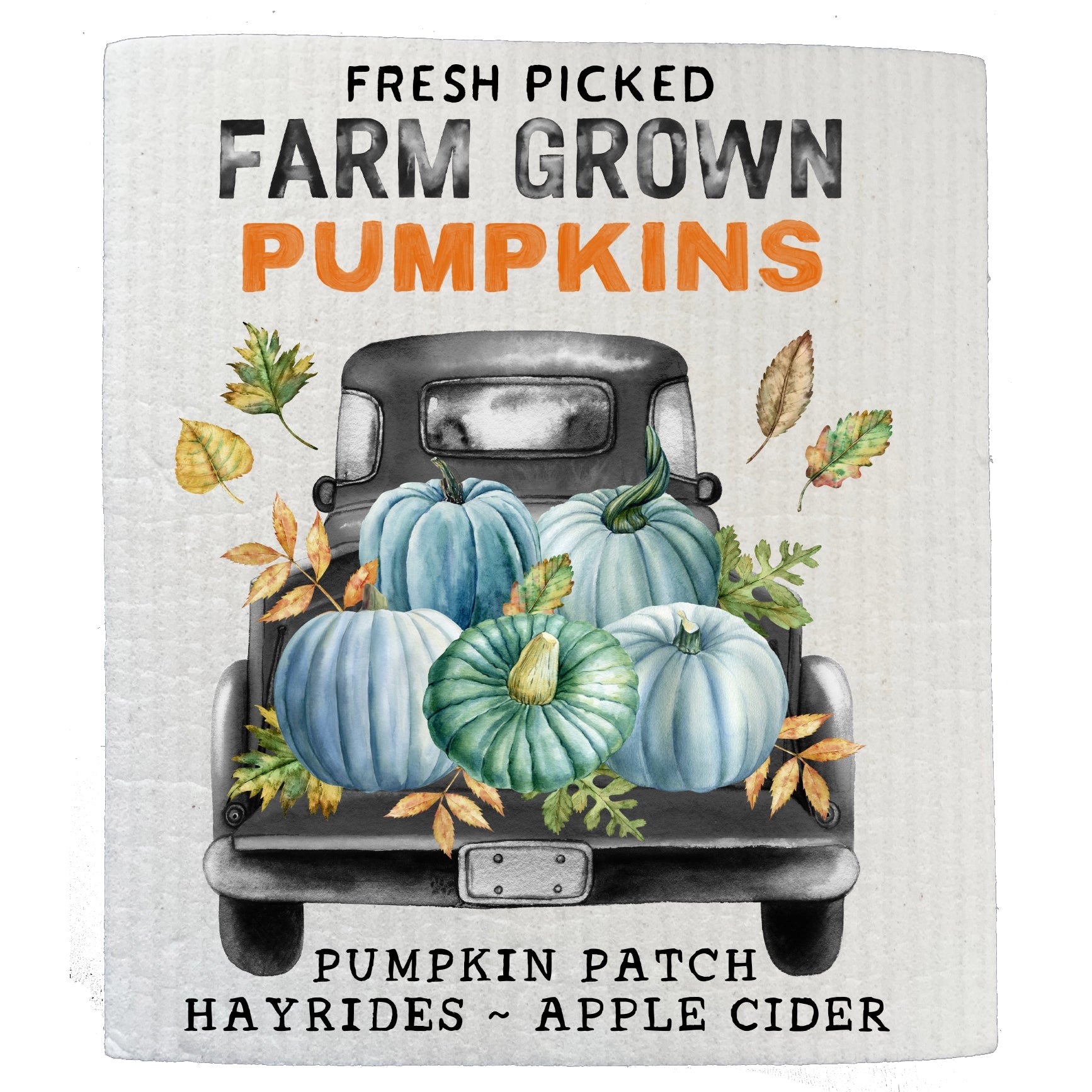 Fall Autumn Pumpkin Truck Farmer Swedish Dishcloth