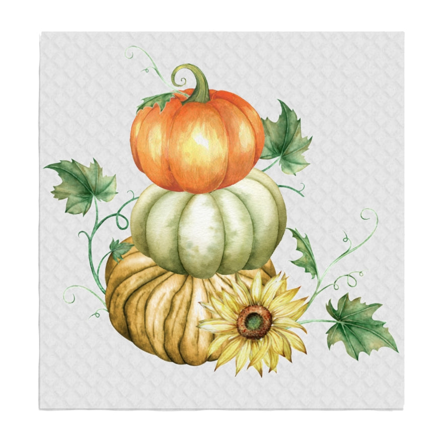 Fall Autumn Stacked Pumpkin Swedish Dishcloth