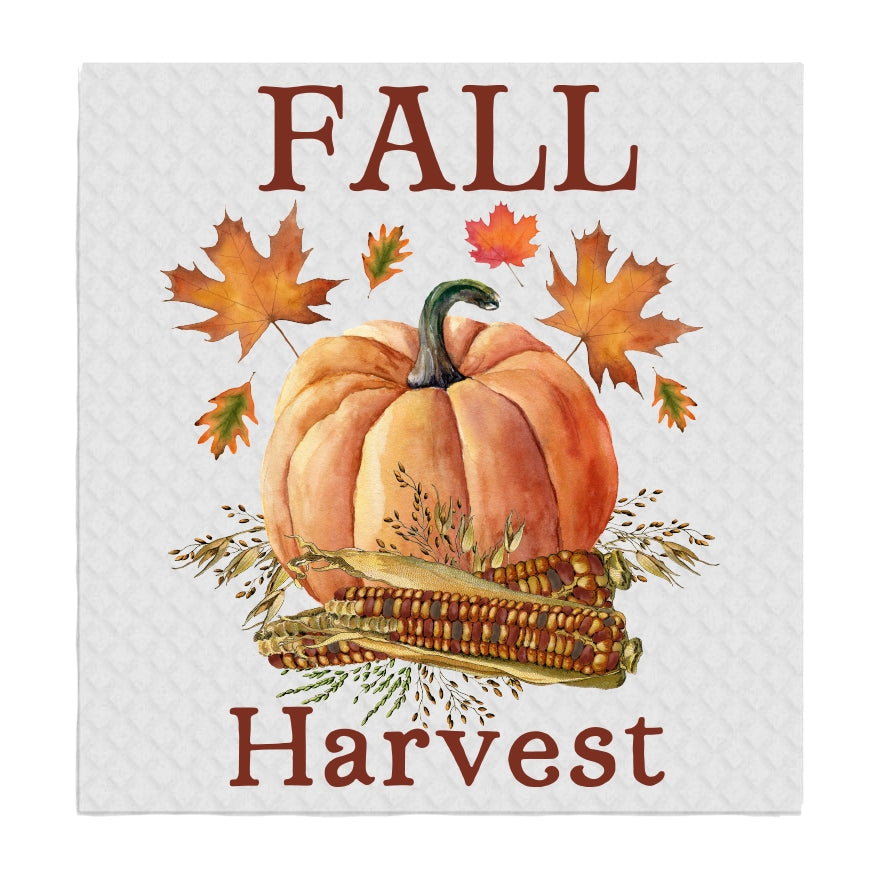 Fall Harvest Autumn Pumpkin Swedish Dishcloth