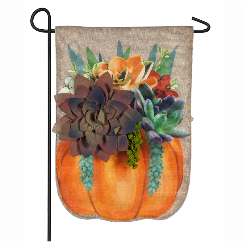 Fall Succulents Garden Burlap Flag