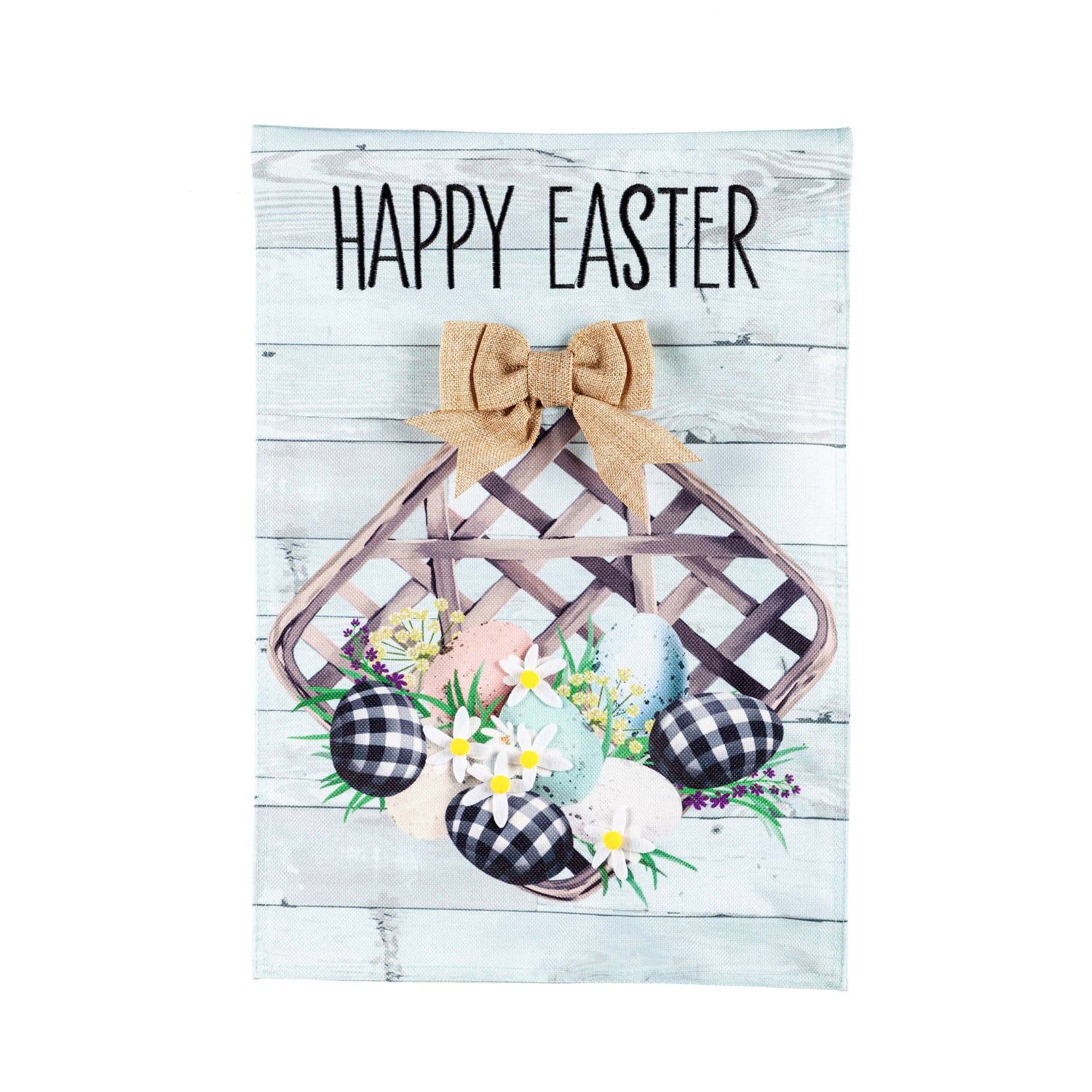 Farmhouse Easter Basket Garden Burlap Flag