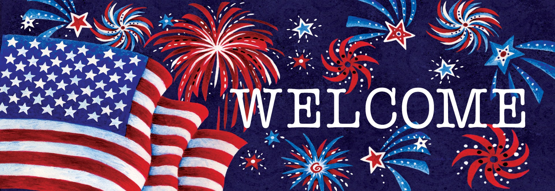 Fireworks & Flag Signature Sign