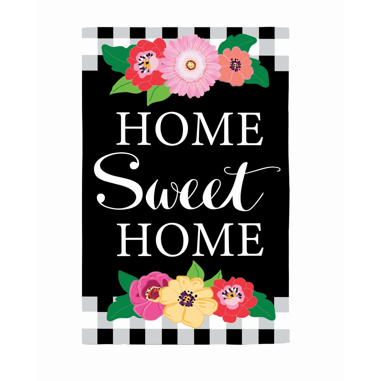 Floral Home Sweet Home Garden Applique Flag