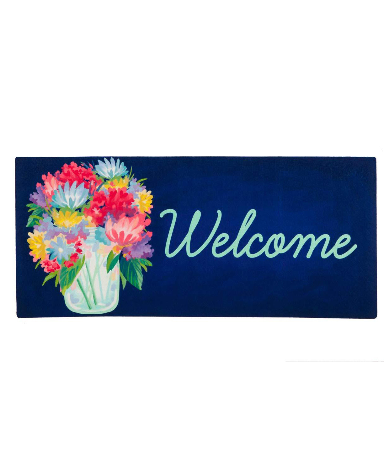 Floral Mason Jar Welcome Sassafras Mat Insert