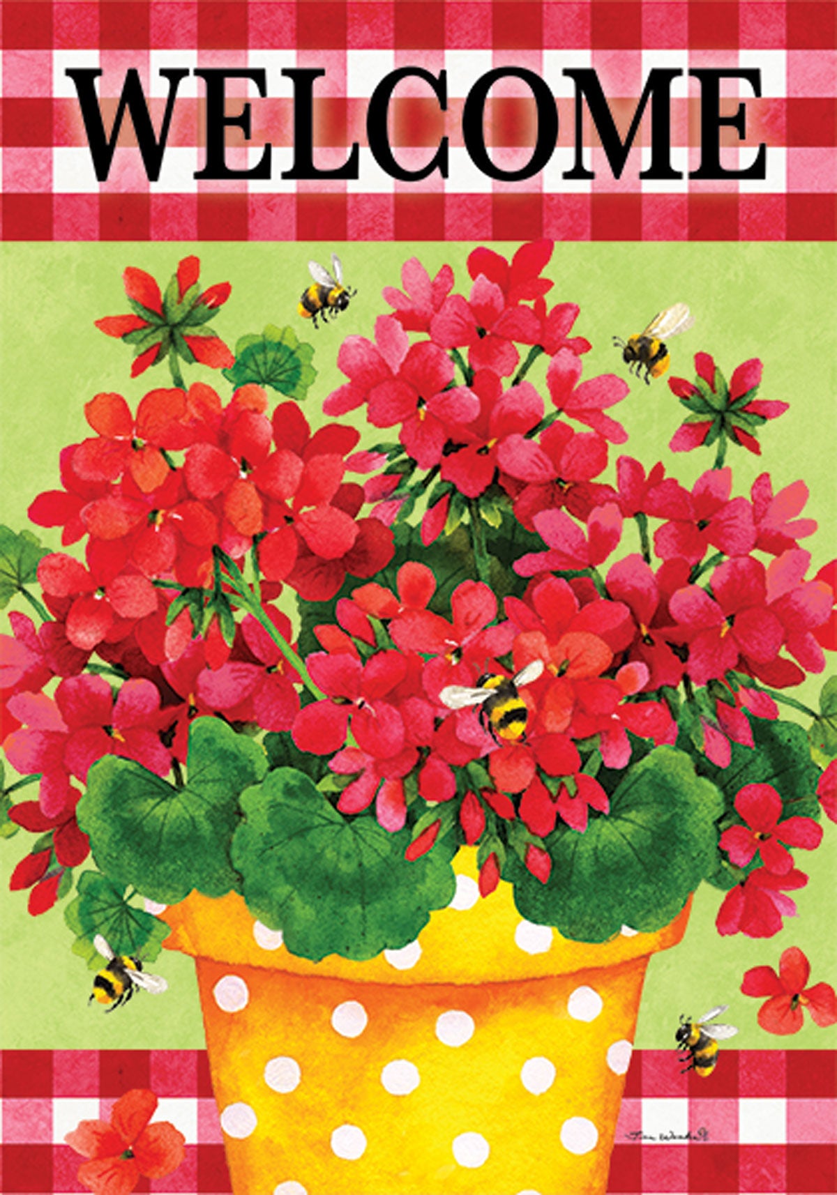 Geranium Gingham Garden Flag