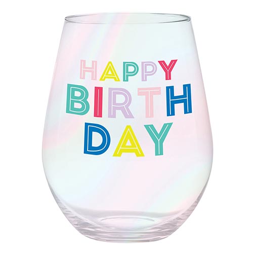 Happy Birthday Multicolor Jumbo Wine Glass