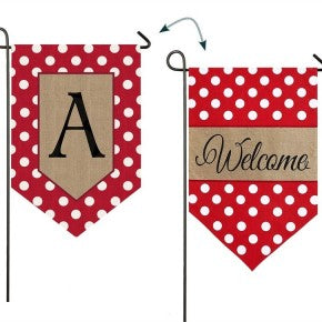 Polka Dot Welcome Monogram Garden Flag