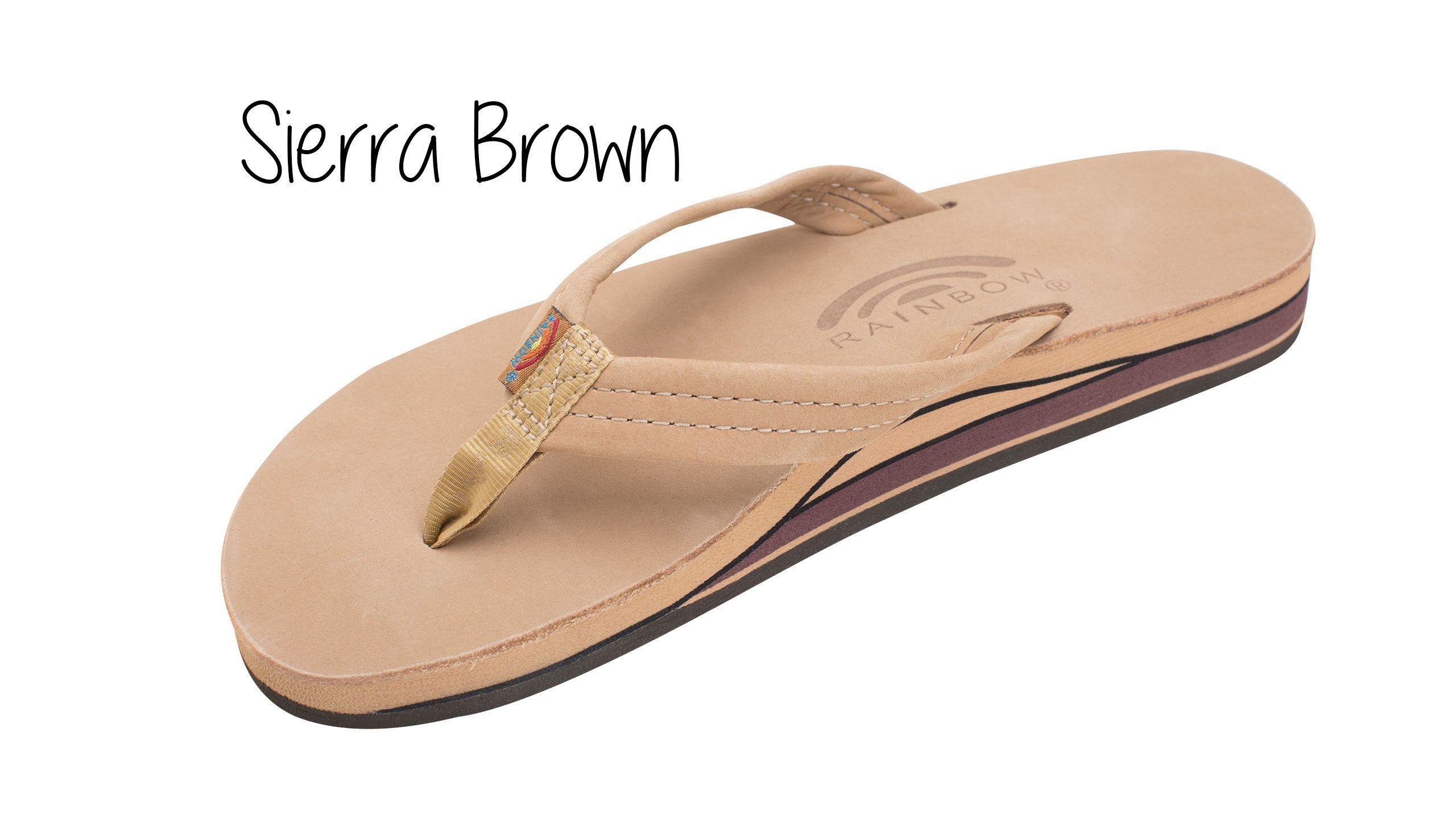 Premium Leather Ladies' Wide Strap Double Layer Rainbow Sandals - Sierra Brown