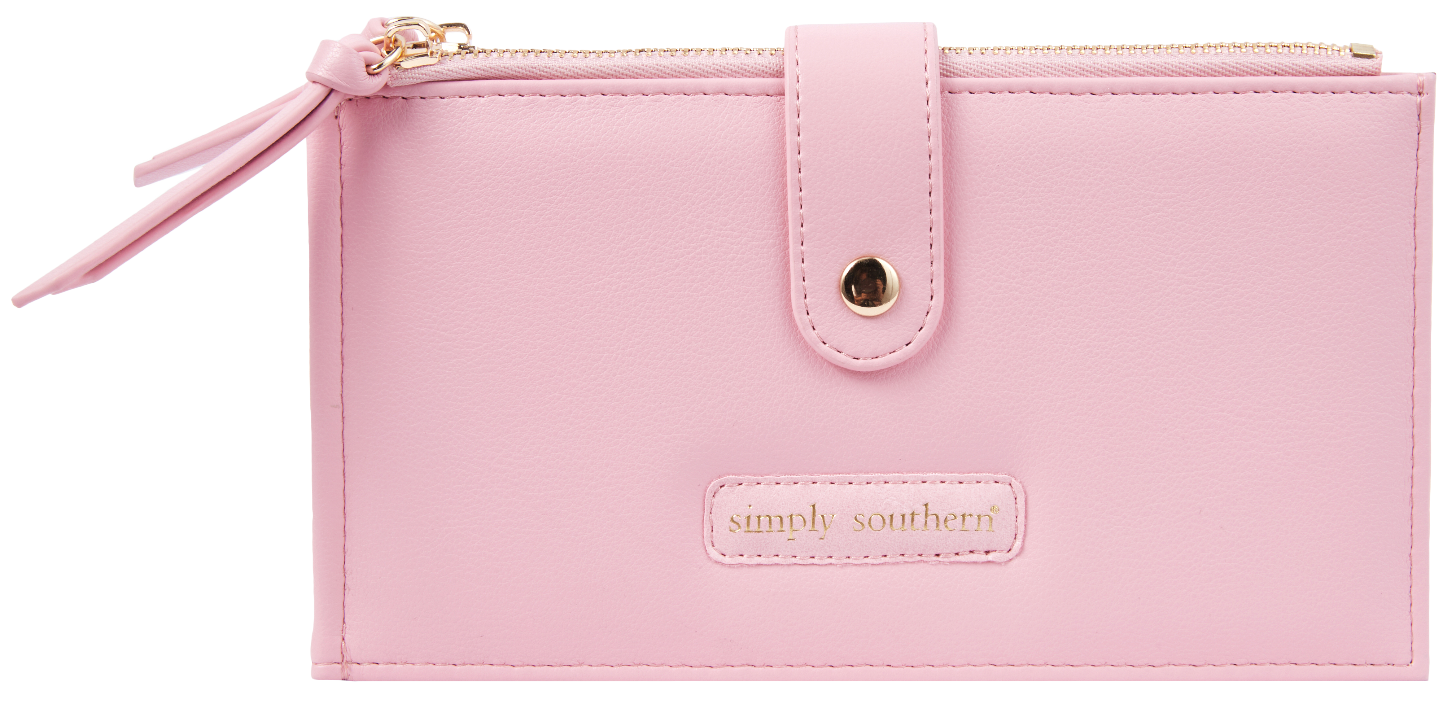 Simply Southern Pink Leather Double Zip Wallet