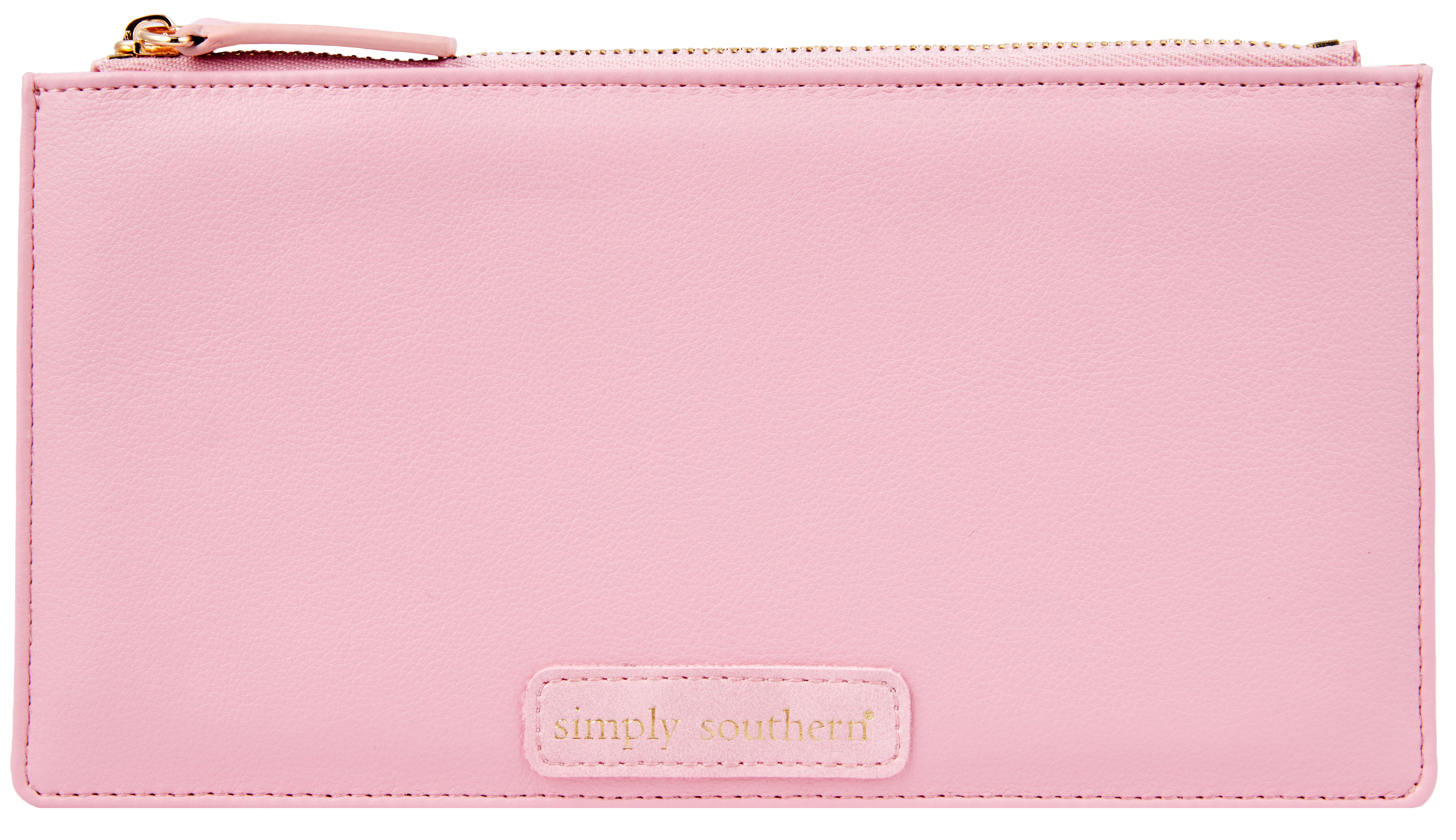 Simply Southern Pink Leather Zip Clutch
