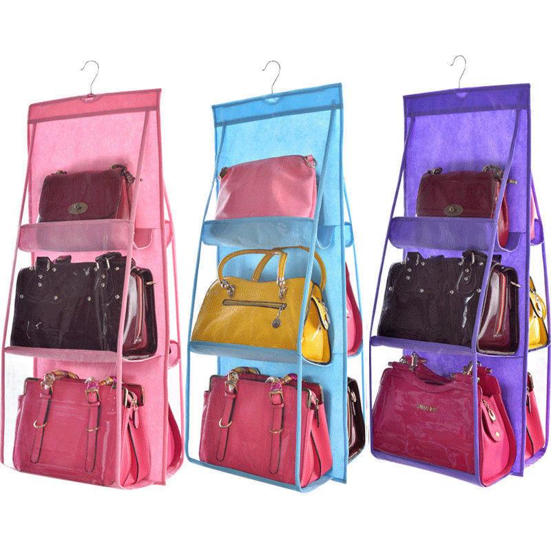 6 Layer Hanging Bag Organizer Wardrobe Storage Bag for Handbags Wall Sundries Pouch Shoes Organizer