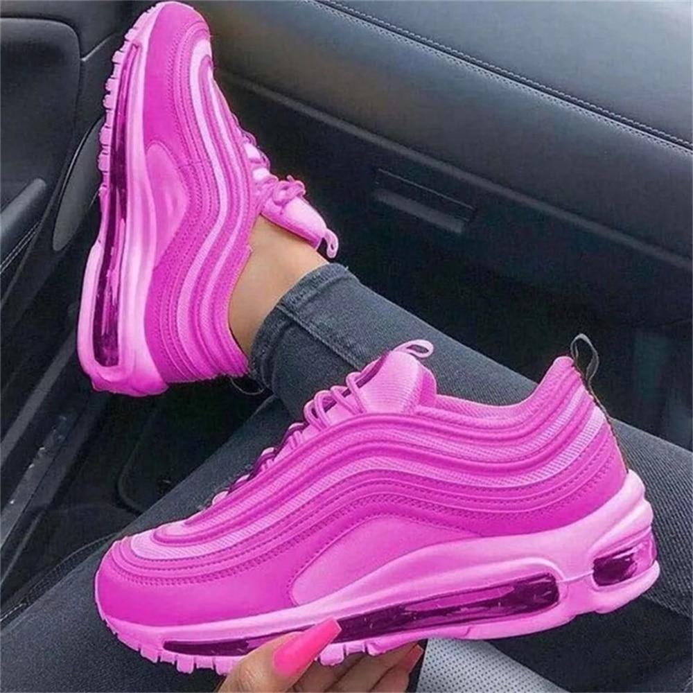 Air cushion women sneakers fashion solid color running shoes