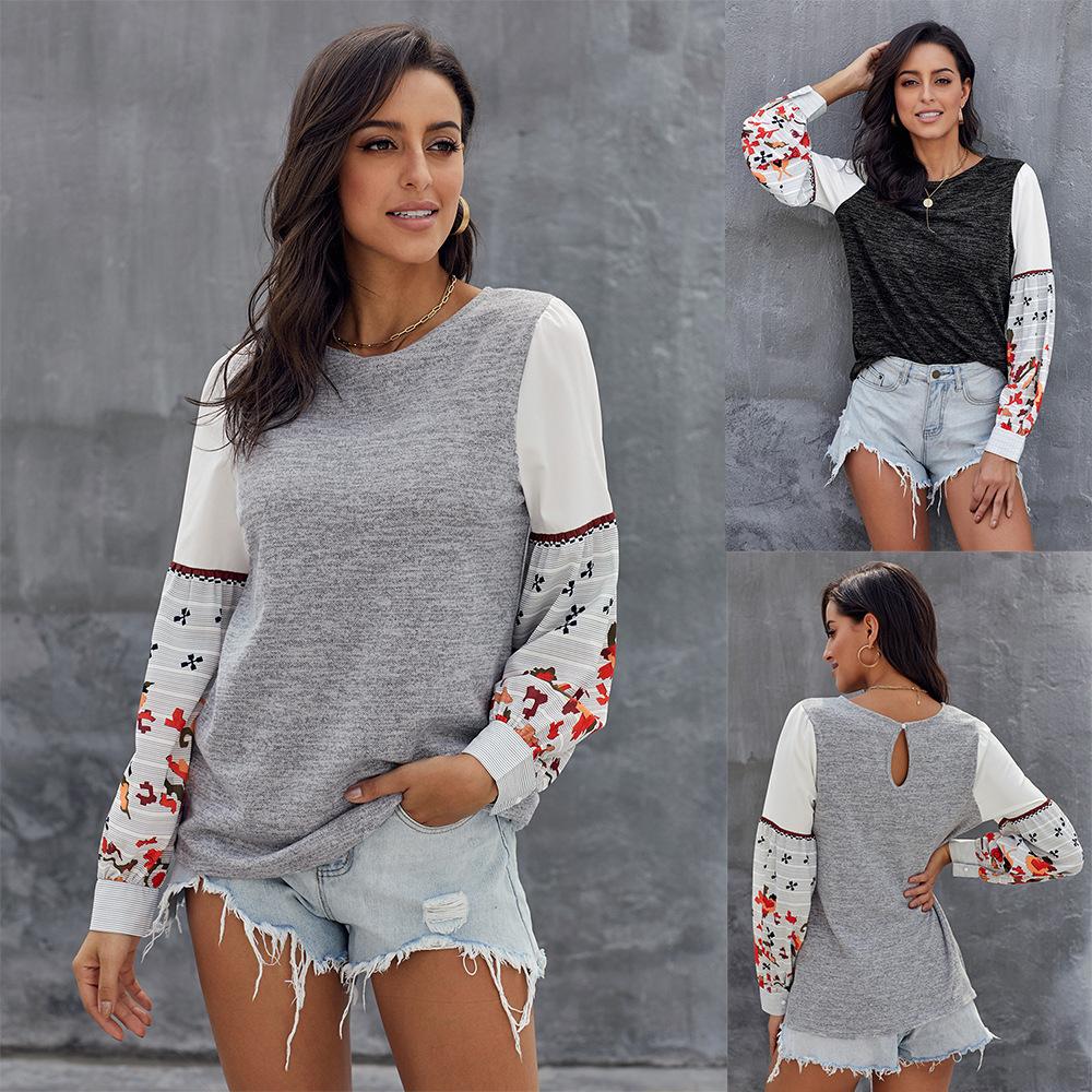 Autumn Embroidered Long Sleeve Crew Neck Tops For Women