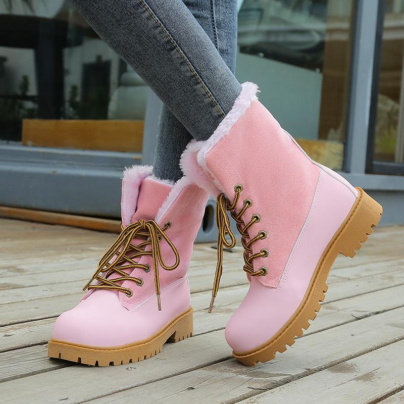 Casual Lace Up Platform Thick Lining Faux Fur Women Winter Snow Boots