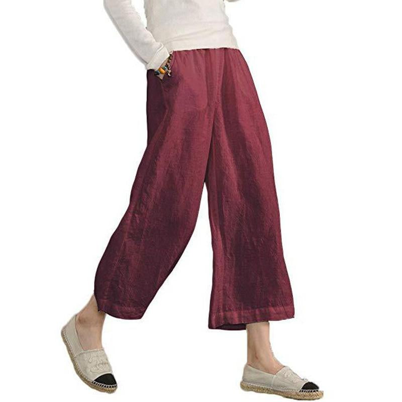 Casual Plain Shift Linen Pants Women