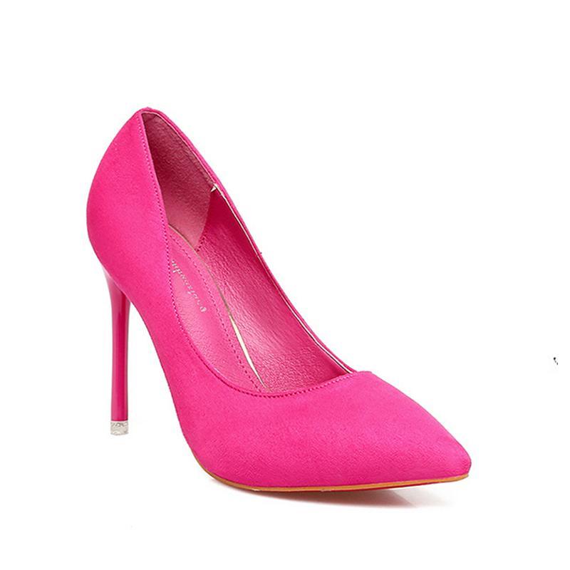 Comfortable Pointed Toe Office Work Pink High Heels For Women