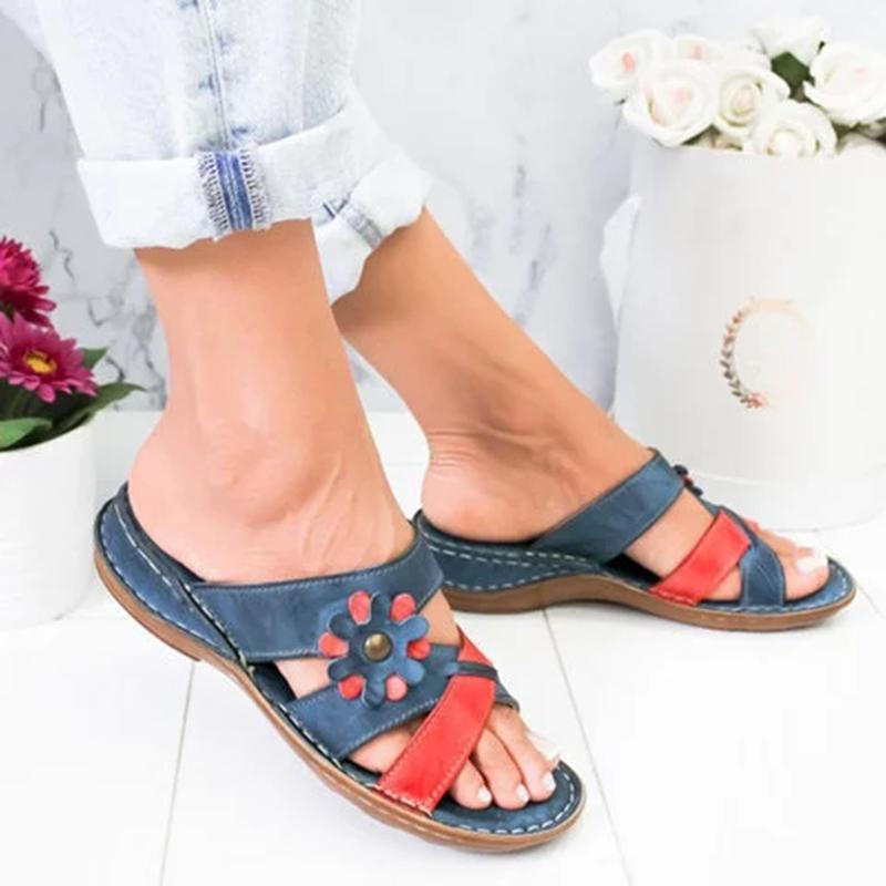 Comfy flat slide sandals for women