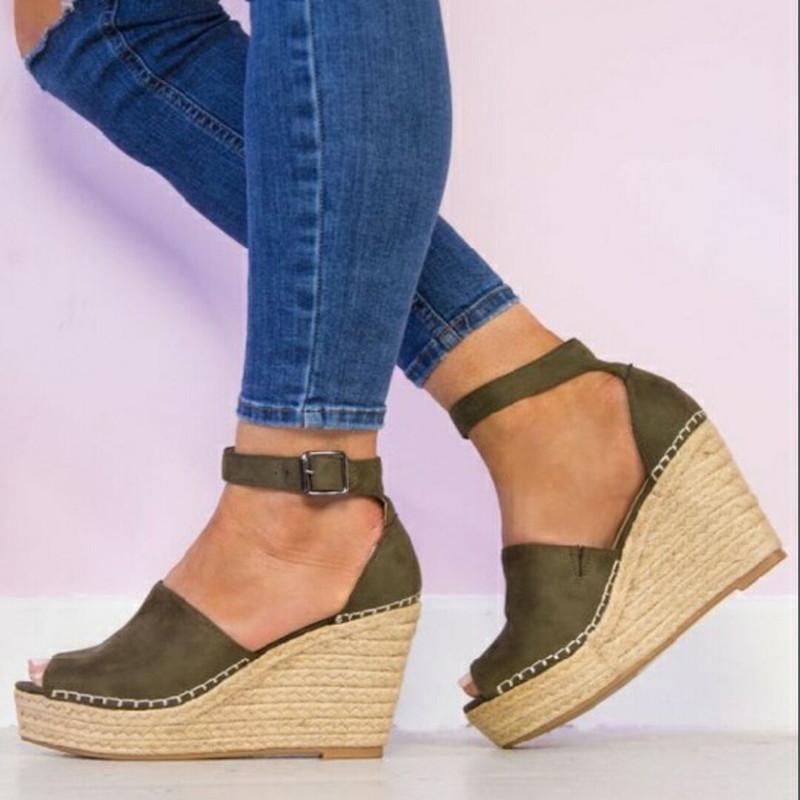 Ankle strap wedge sandals espadrille wedge sandals peep toe