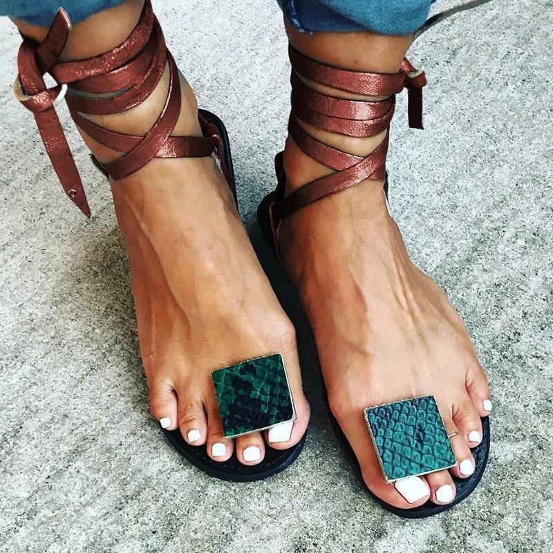 Ankle lace-up sandals flip flops sandals