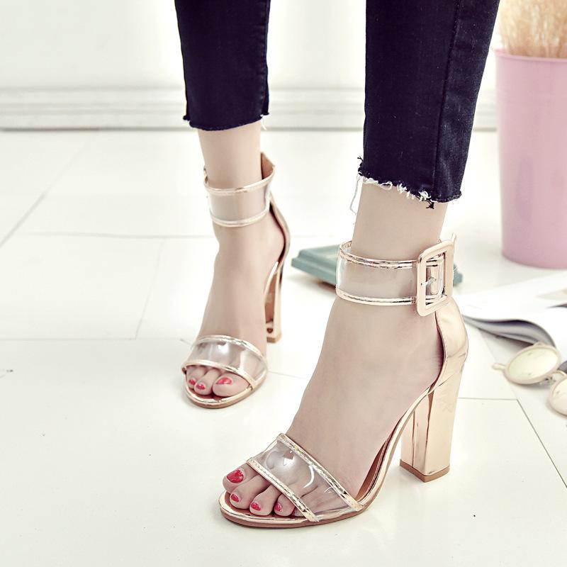 Clear strap heels fashion heel sandals