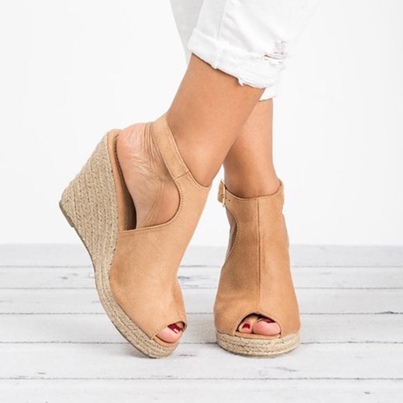 Ankle strap wedge sandals espadrille wedge sandals peep toe