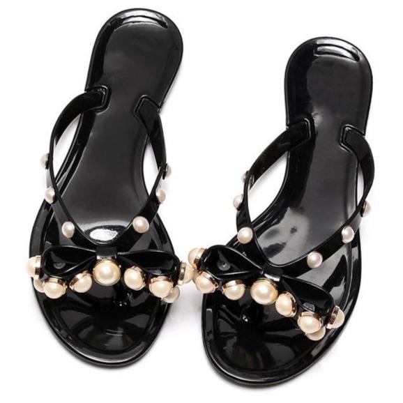 Women bowknot rhinestone fashion slide flip flop