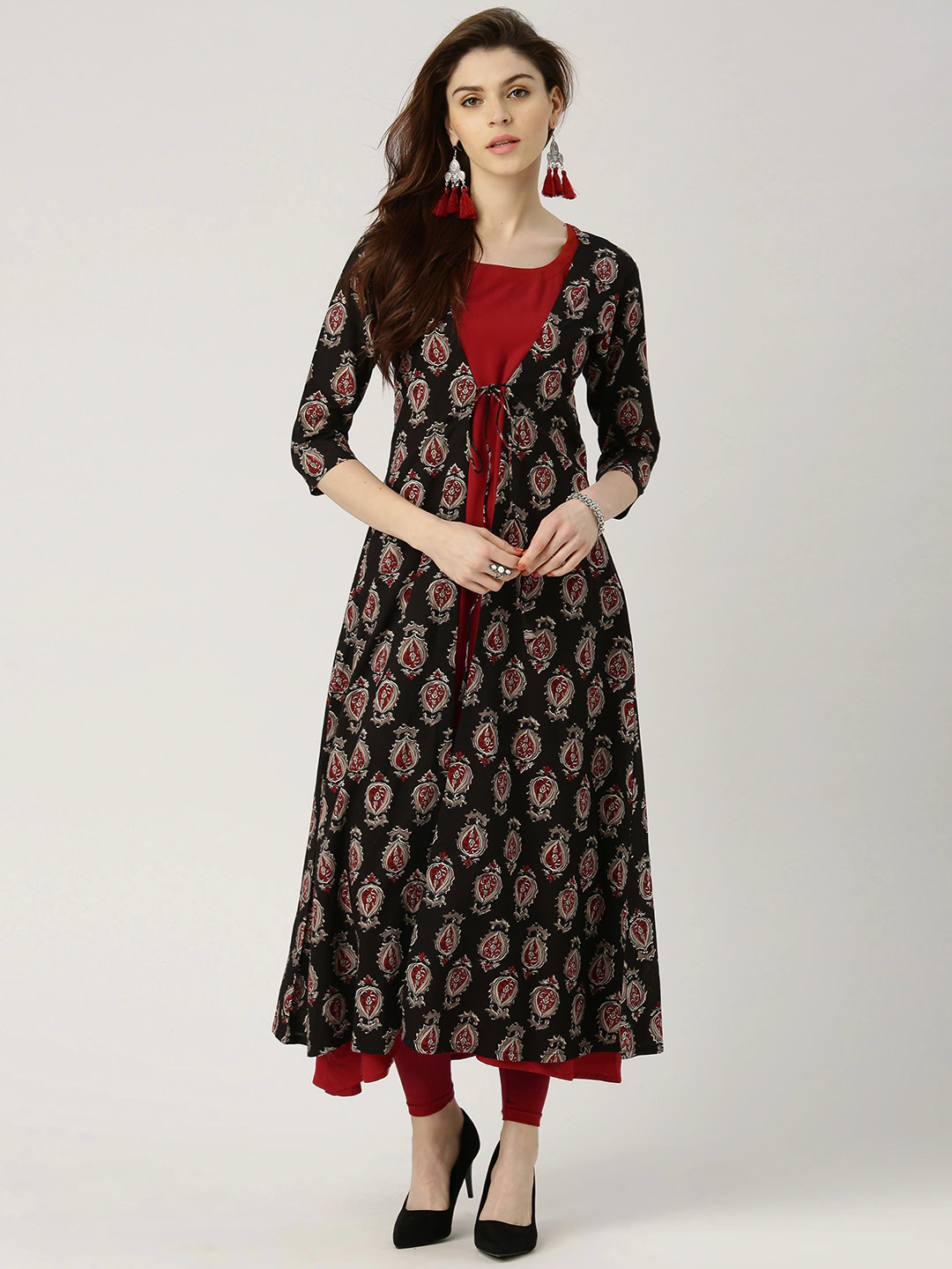 A-Line Kurta with Ethnic Jacket